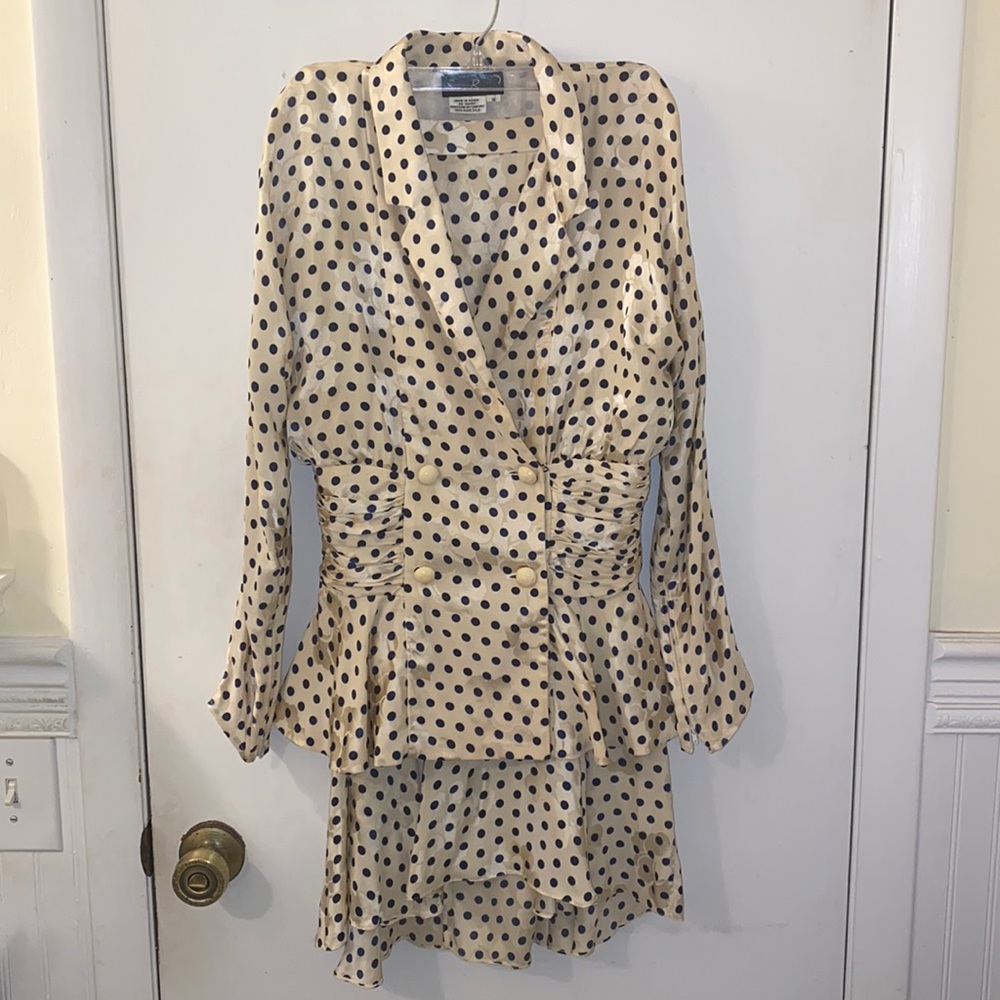 Silk two piece vintage peplum